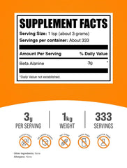 BulkSupplements Beta Alanine powder scoop demonstrates easy dose for daily training sessions