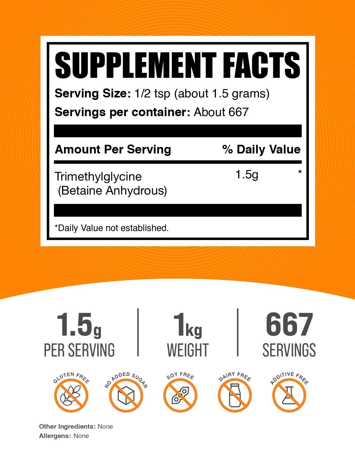 BulkSupplements Betaine Anhydrous powder being measured with scoop for easy dosing.