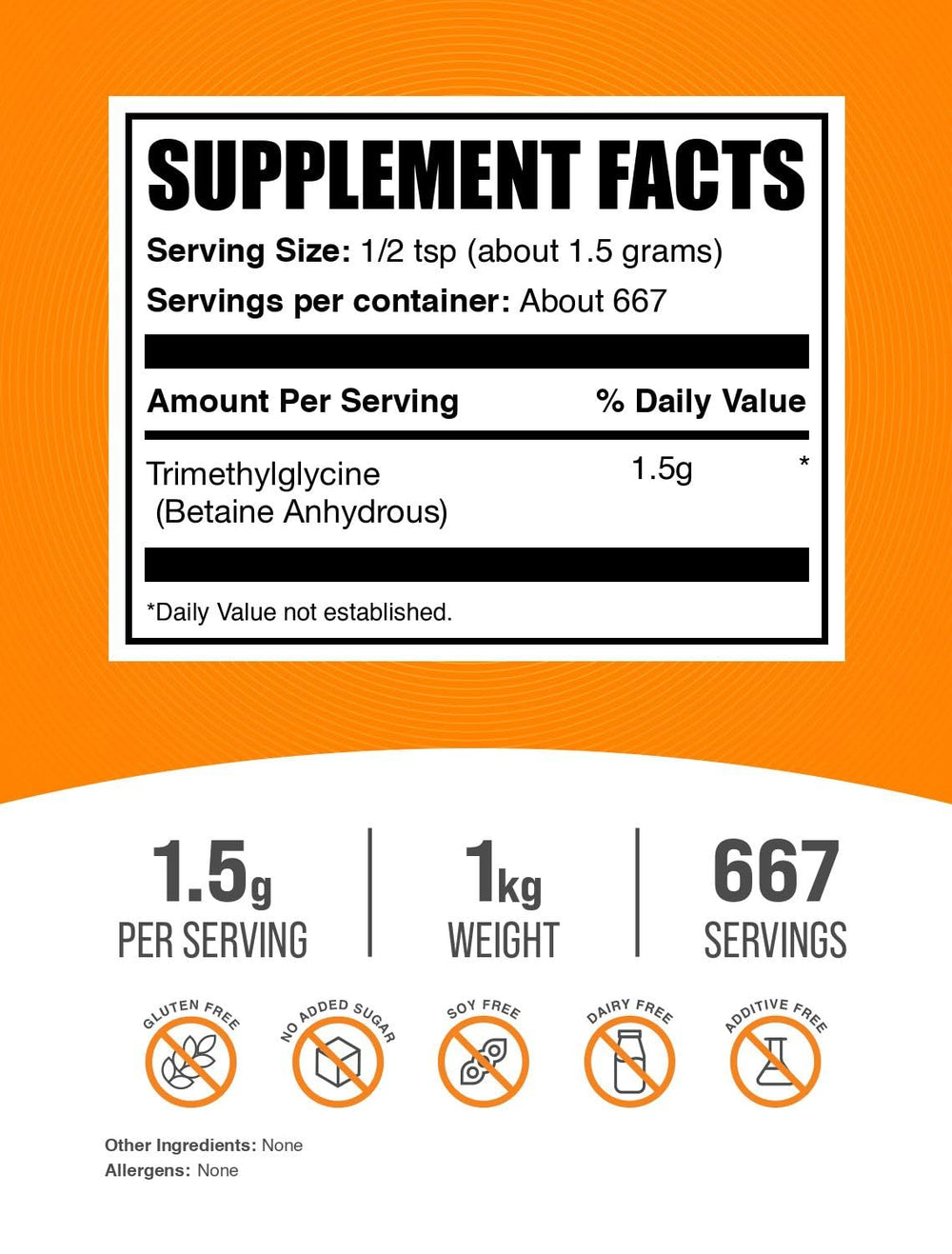BulkSupplements Betaine Anhydrous powder being measured with scoop for easy dosing.