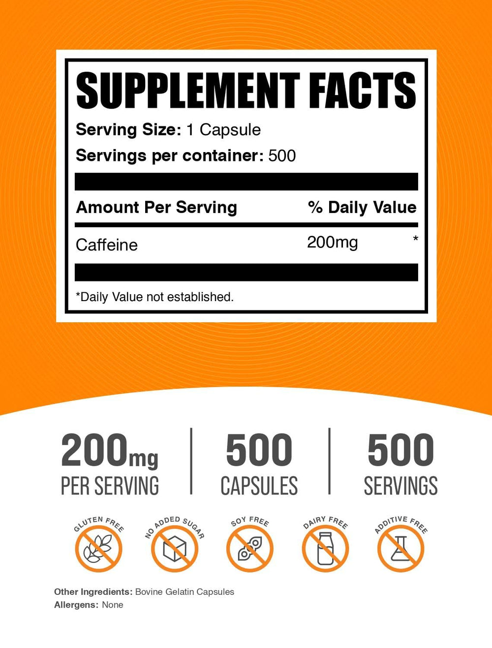 BulkSupplements caffeine 200mg capsules being poured demonstrates precise dosing