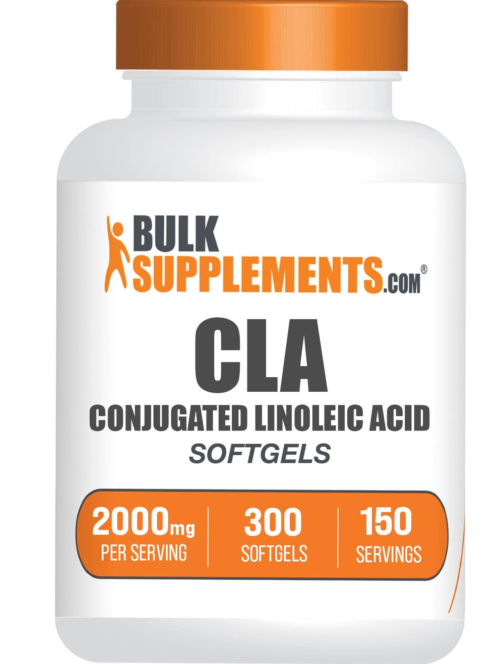 BulkSupplements CLA softgels bottle with safflower-based formula for daily energy support