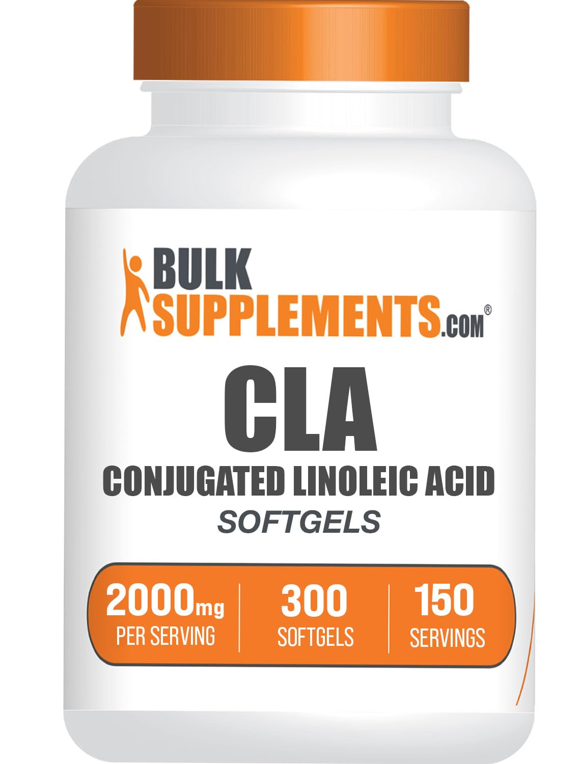 BulkSupplements CLA softgels bottle with safflower-based formula for daily energy support