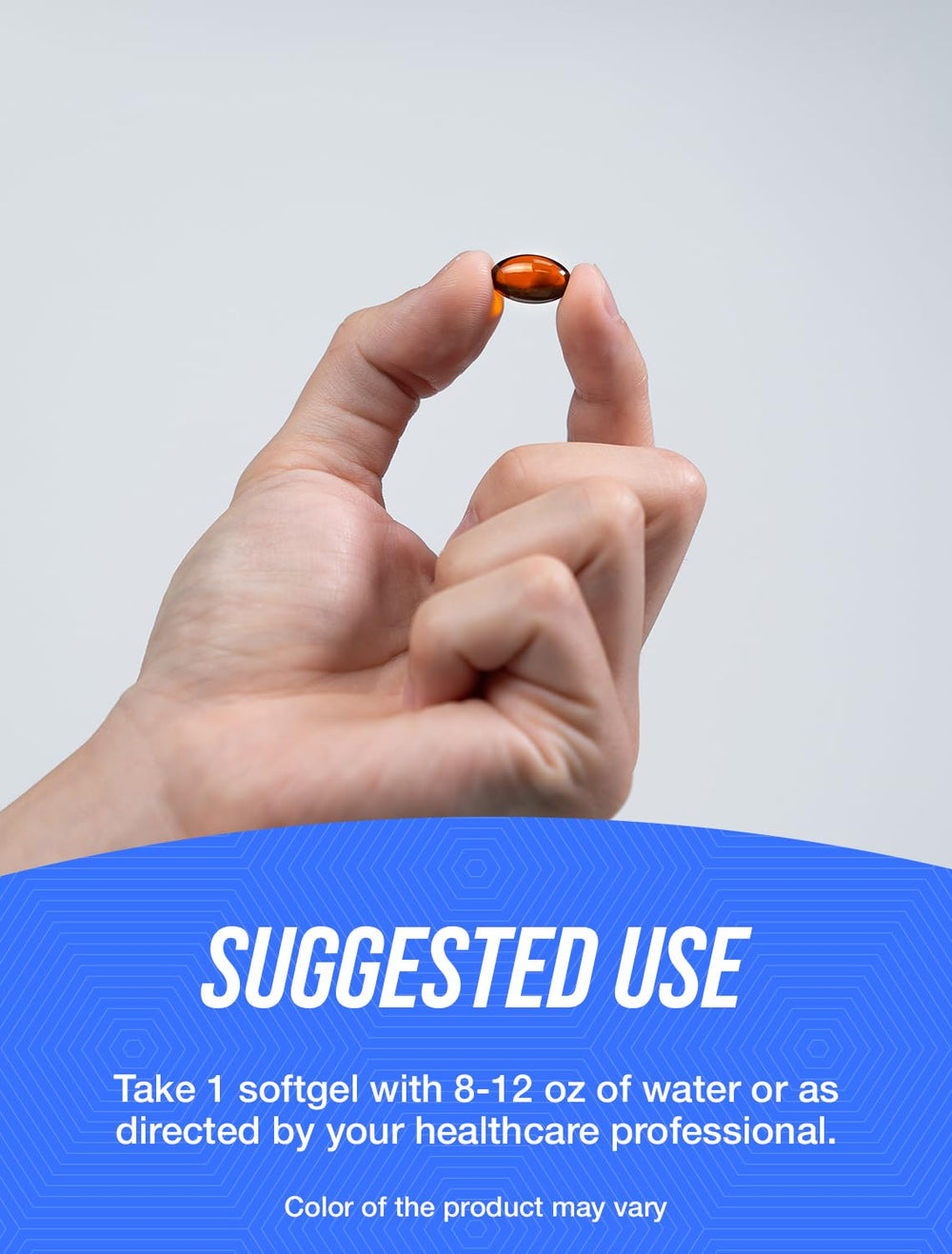 Softgels being poured from bottle illustrating easy daily supplementation.