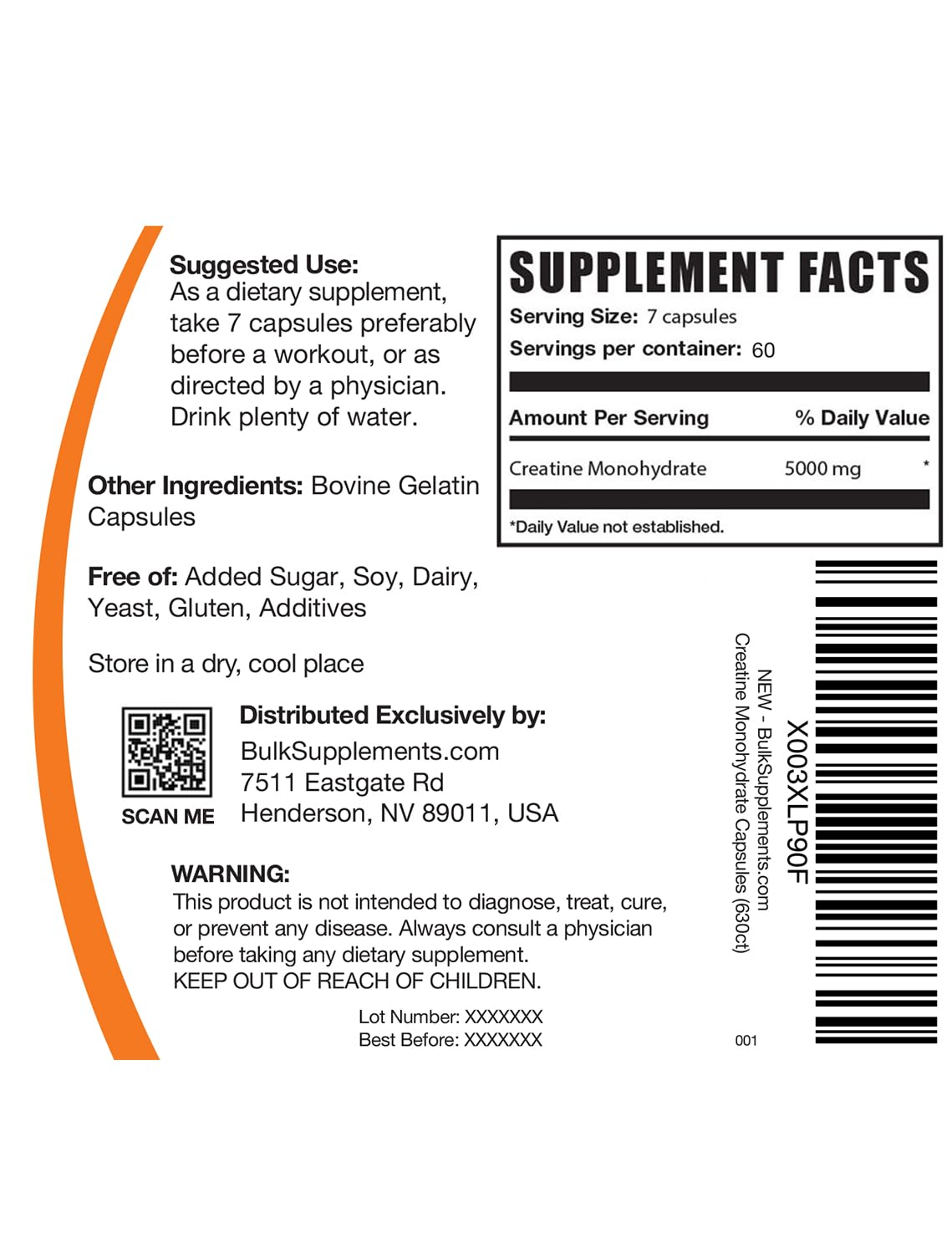 BulkSupplements Creatine Monohydrate capsules ready for daily routine