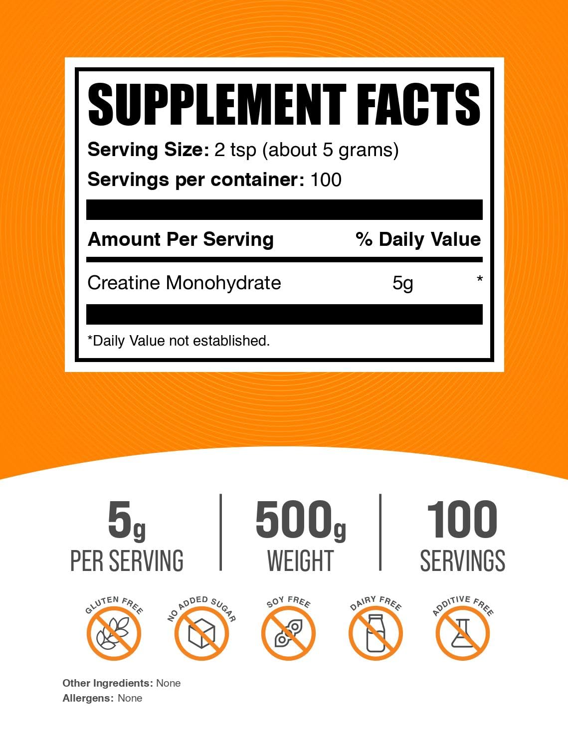 BulkSupplements Creatine Monohydrate powder scoop for convenient daily servings