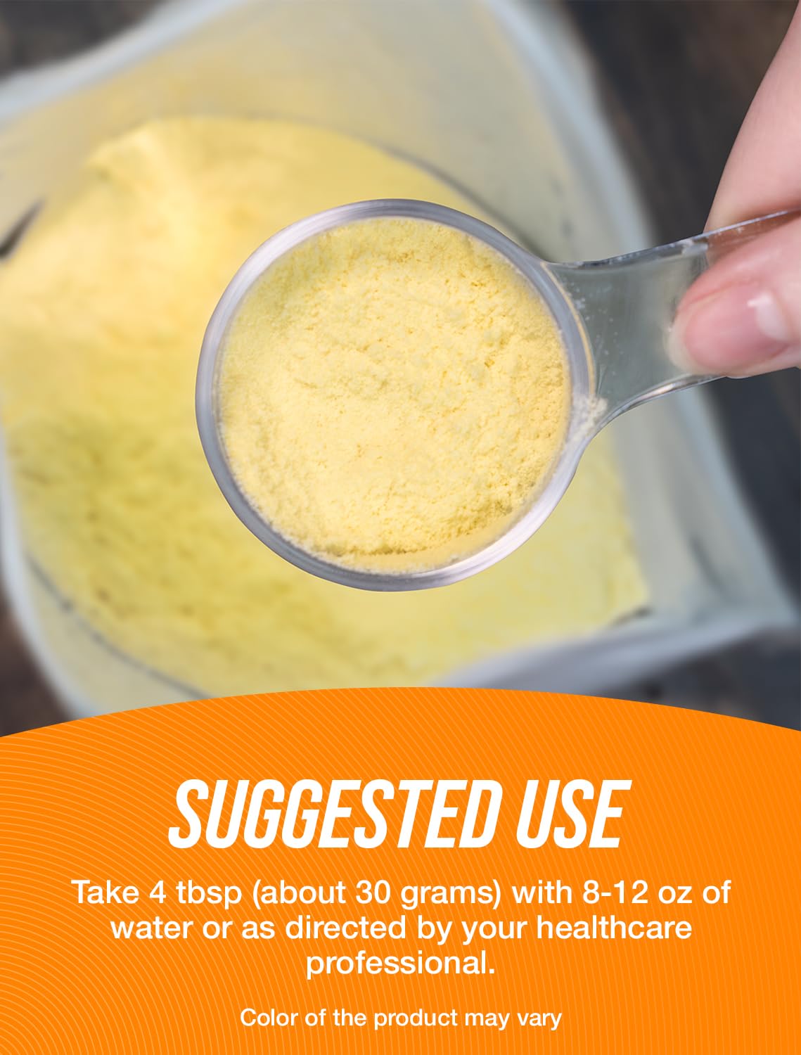 BulkSupplements Egg White Protein Powder measuring spoon highlights convenient portion control.