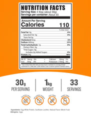 BulkSupplements Egg White Protein Powder scoop shows a 30 g serving for easy fueling.