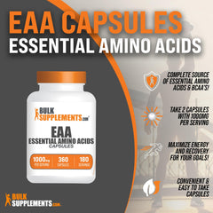 BulkSupplements EAAs capsules pour demonstrate easy two-capsule serving