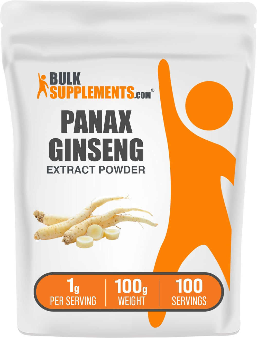 BulkSupplements Ginseng Root Extract Powder bottle shows convenient vegan packaging.