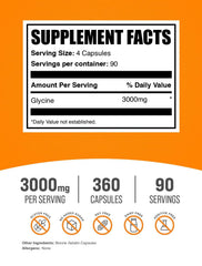 BulkSupplements Glycine Capsules package front highlighting gluten-free formula