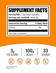 BulkSupplements Glycine powder scoop ready to blend into drinks.