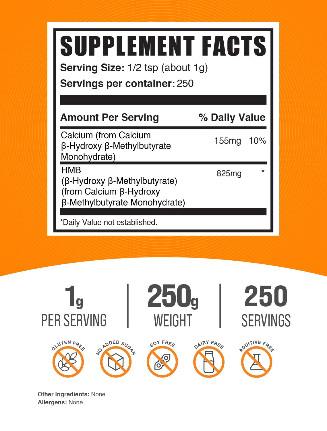 BulkSupplements HMB serving scoop showing 1 g dosage for consistency.