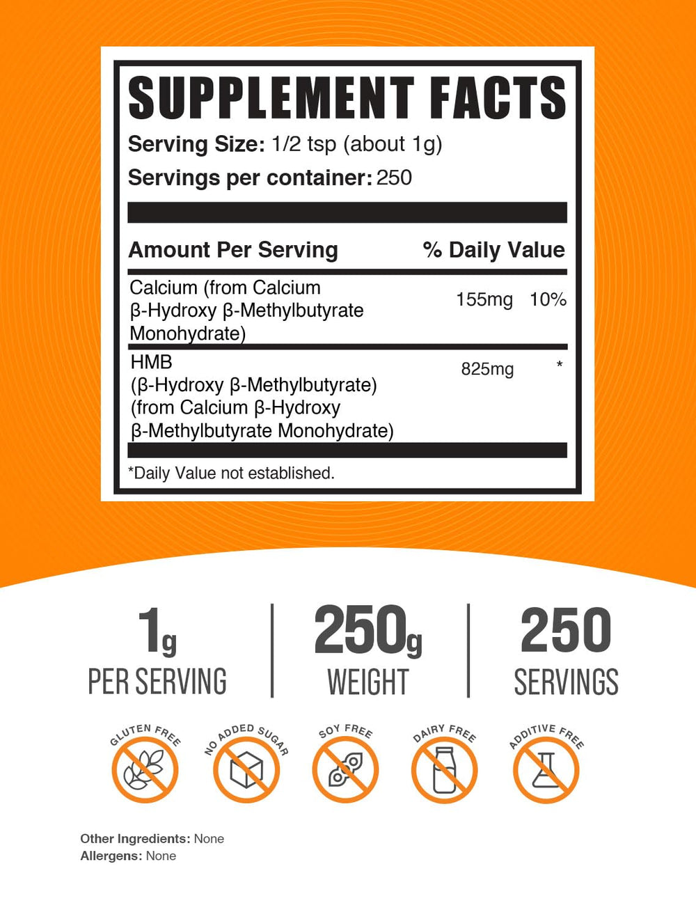 BulkSupplements HMB serving scoop showing 1 g dosage for consistency.