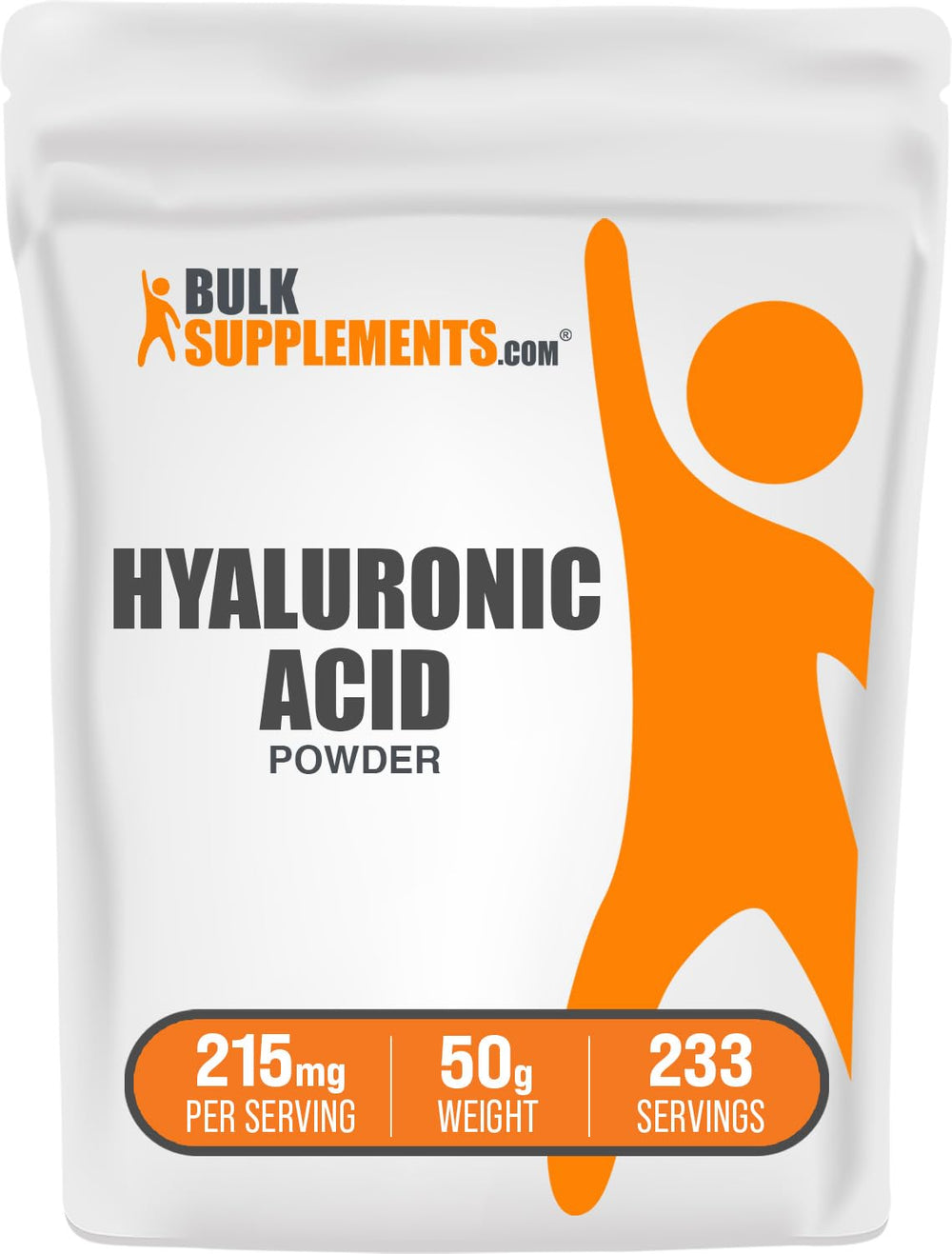 BulkSupplements Hyaluronic Acid Powder bottle for easy daily mixing and hydration support