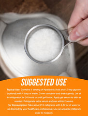 BulkSupplements Hyaluronic Acid Powder being stirred into water for quick incorporation