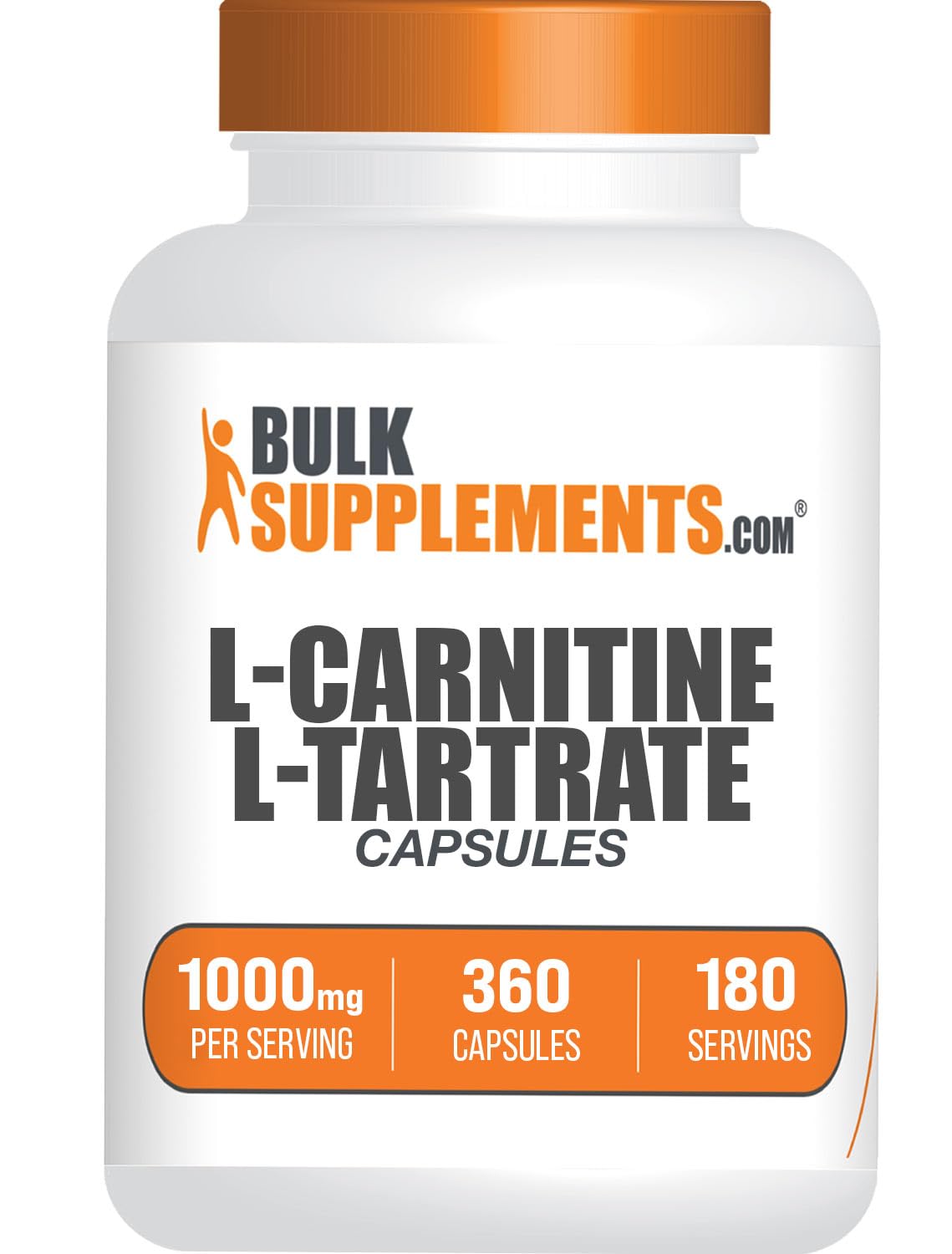 BulkSupplements L-Carnitine L-Tartrate capsules bottle supports an active lifestyle.