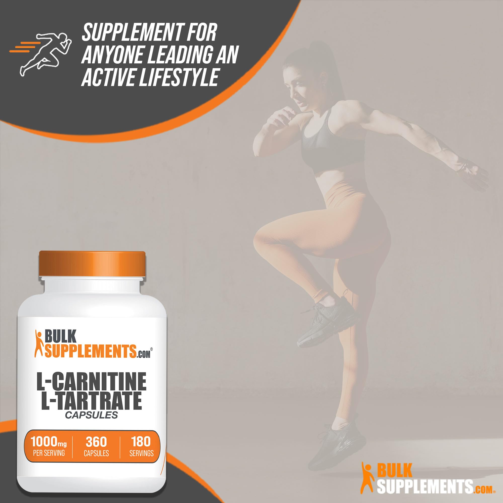 BulkSupplements L-Carnitine L-Tartrate label gluten-free option.