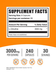 BulkSupplements L-Citrulline 3000mg label close-up highlighting dosage