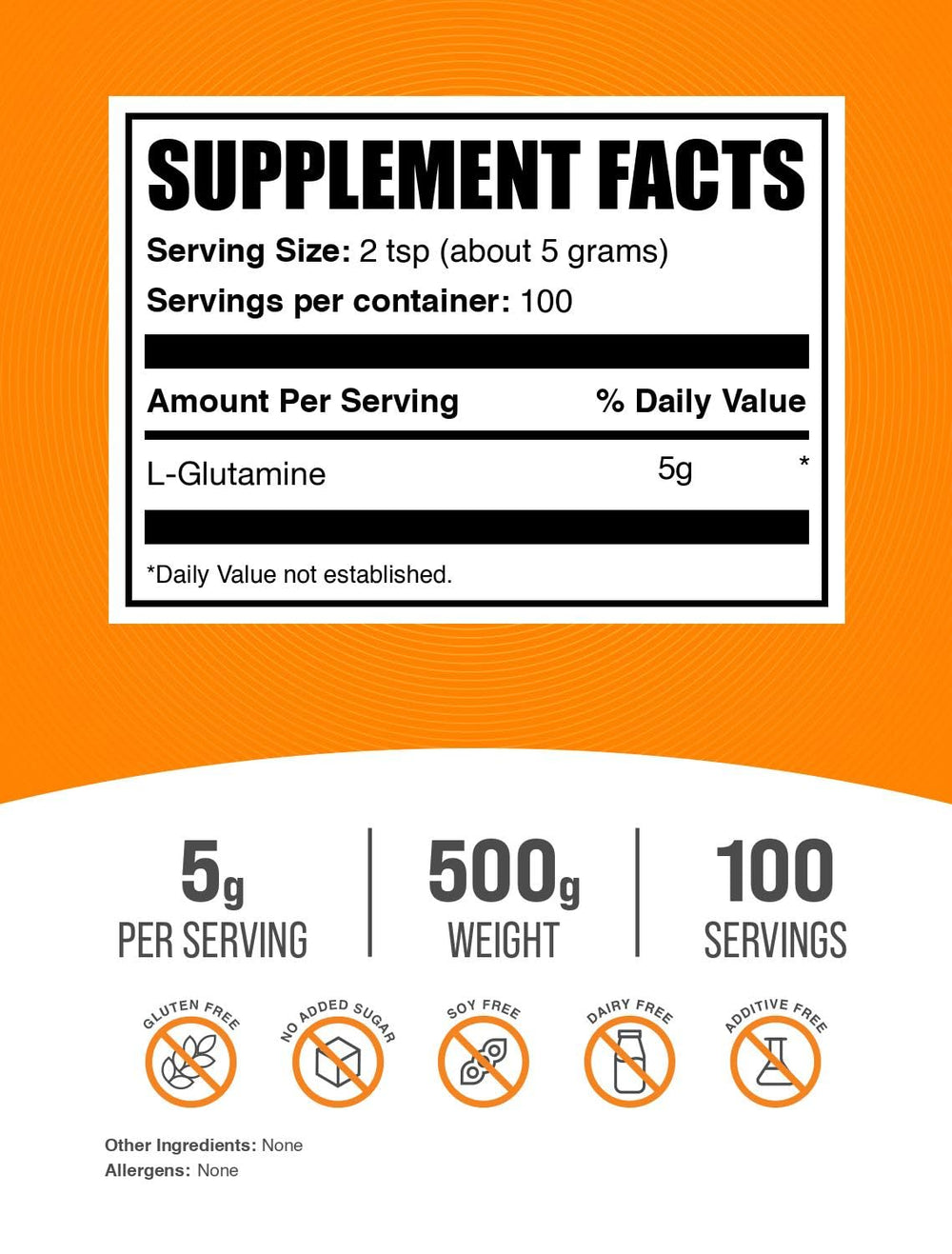 BulkSupplements L-Glutamine powder, unflavored, blends easily with shakes