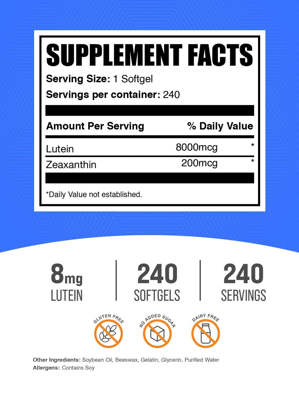 BulkSupplements Lutein with Zeaxanthin softgels pour highlights easy daily intake