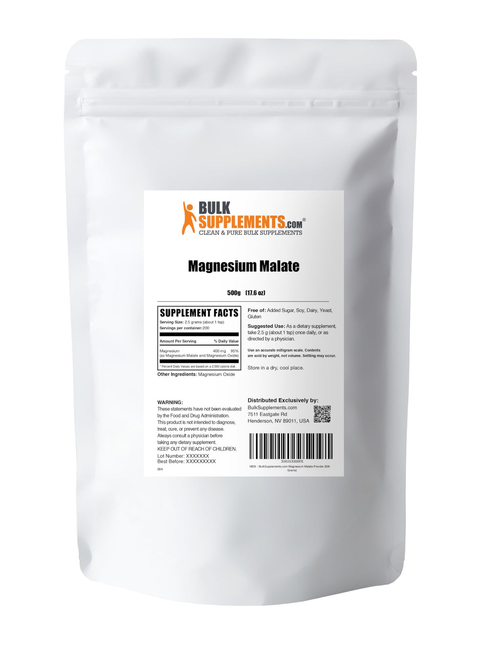 BulkSupplements Magnesium Malate powder in measuring jar ready for smoothies.