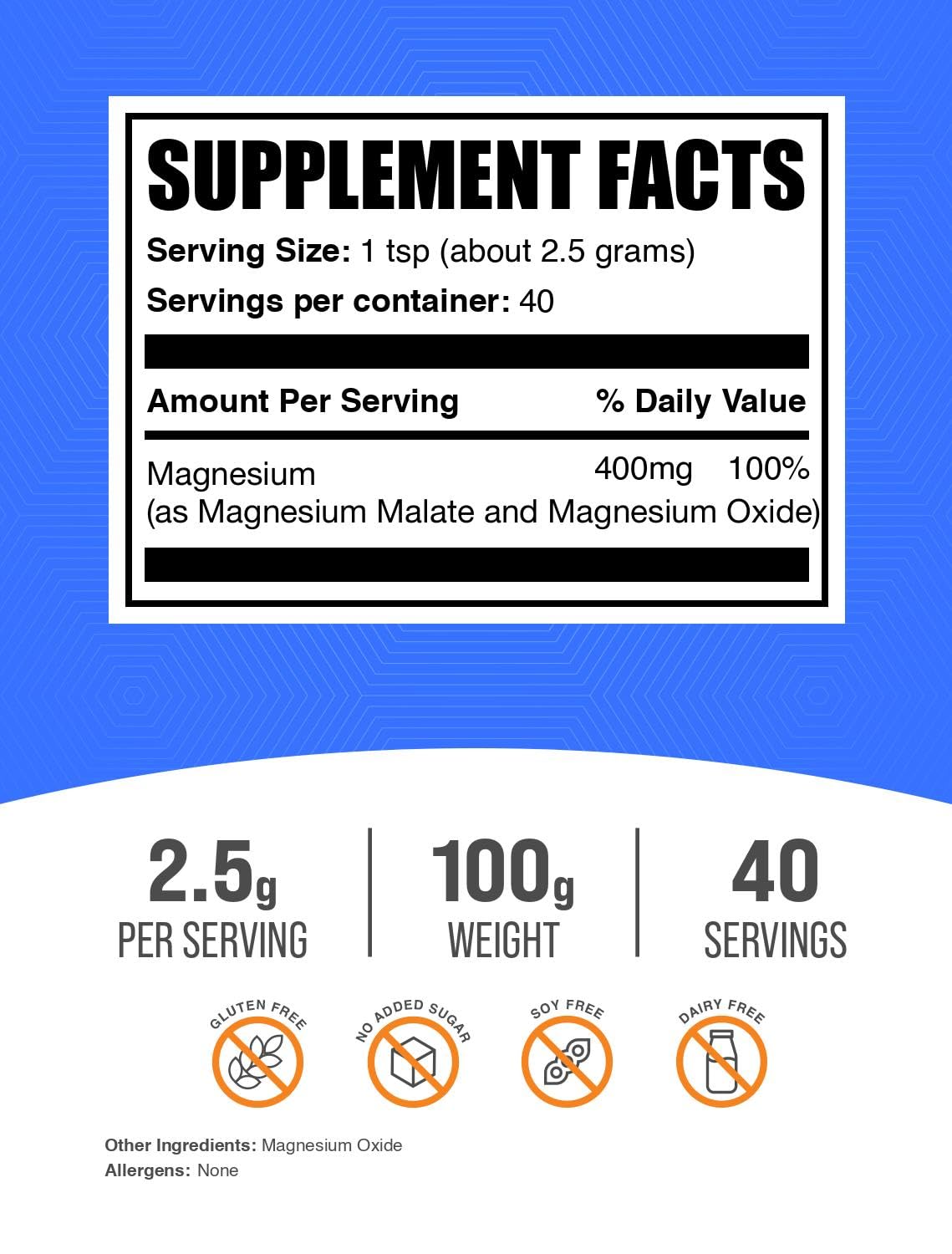 BulkSupplements Magnesium Malate Powder poured into a glass for convenient daily use.