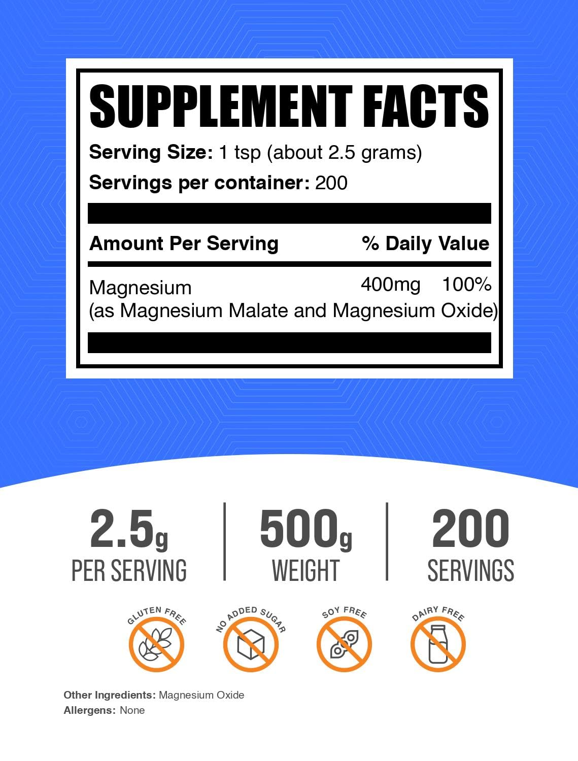 BulkSupplements Magnesium Malate powder scoop highlights convenient measured servings.