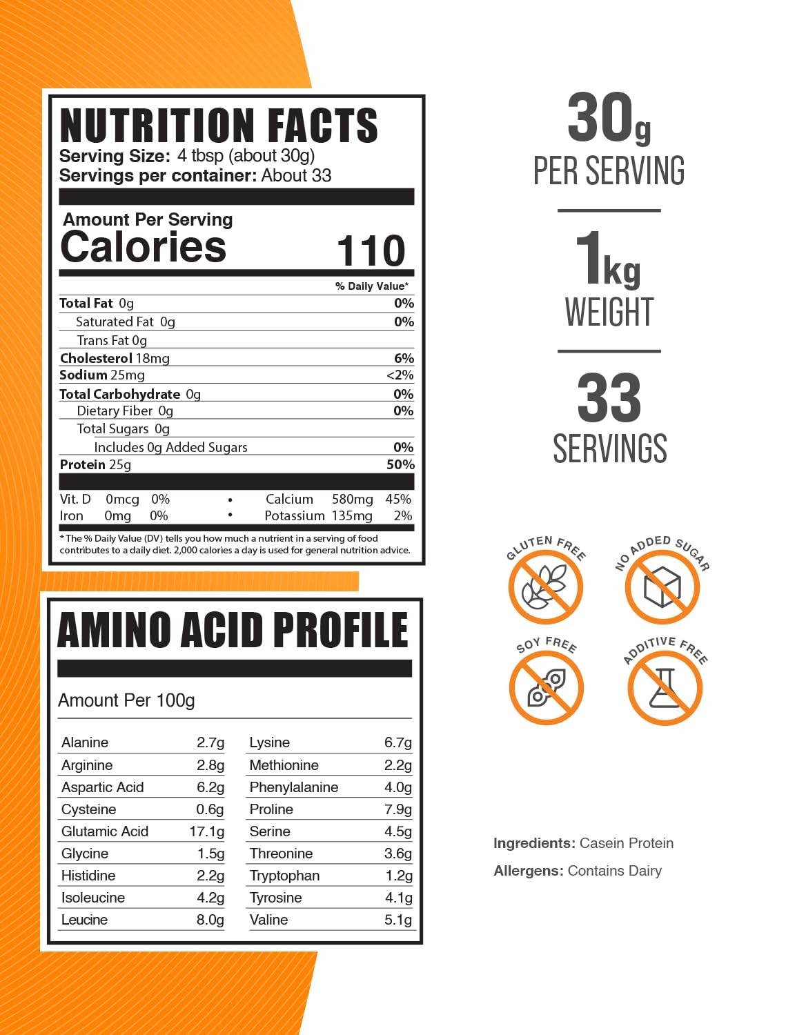 BulkSupplements micellar casein powder scoop showing portion control for shakes.