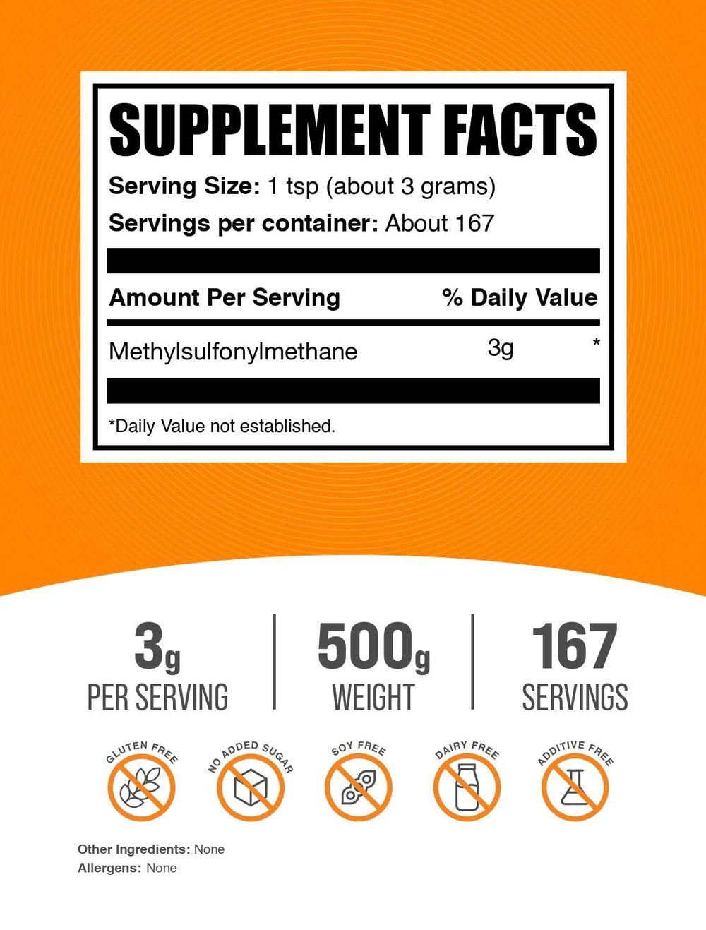 BulkSupplements MSM powder unflavored blends easily into shakes or water