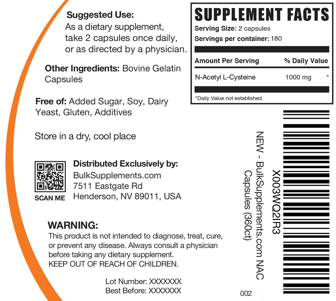 Gluten free NAC capsules packaging highlights easy to integrate into diets
