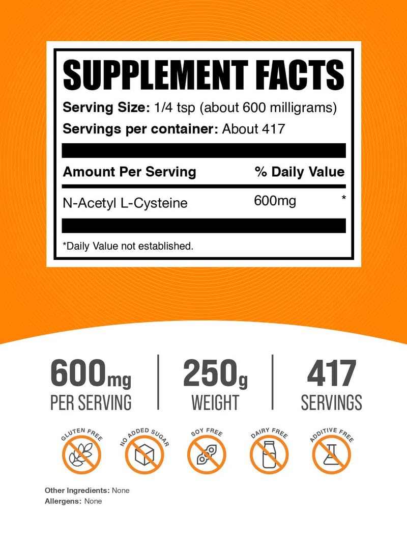 BulkSupplements NAC powder unflavored powder ready to mix into shakes.