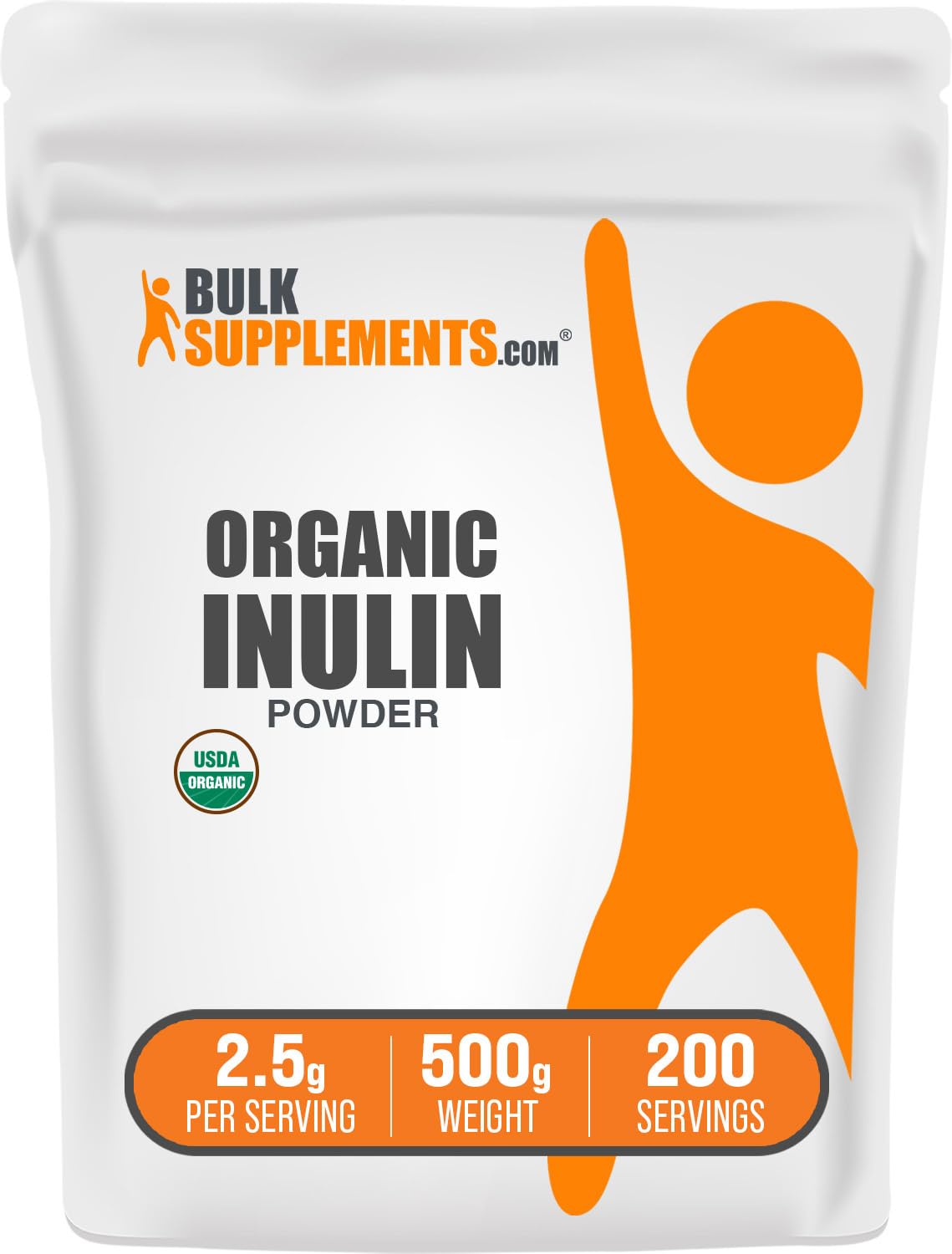 BulkSupplements Organic Inulin Powder bottle pour showing easy daily fiber use