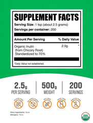 BulkSupplements Organic Inulin Powder scoop for convenient measurement