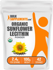 BulkSupplements Organic Sunflower Lecithin Powder bottle for vegan diets