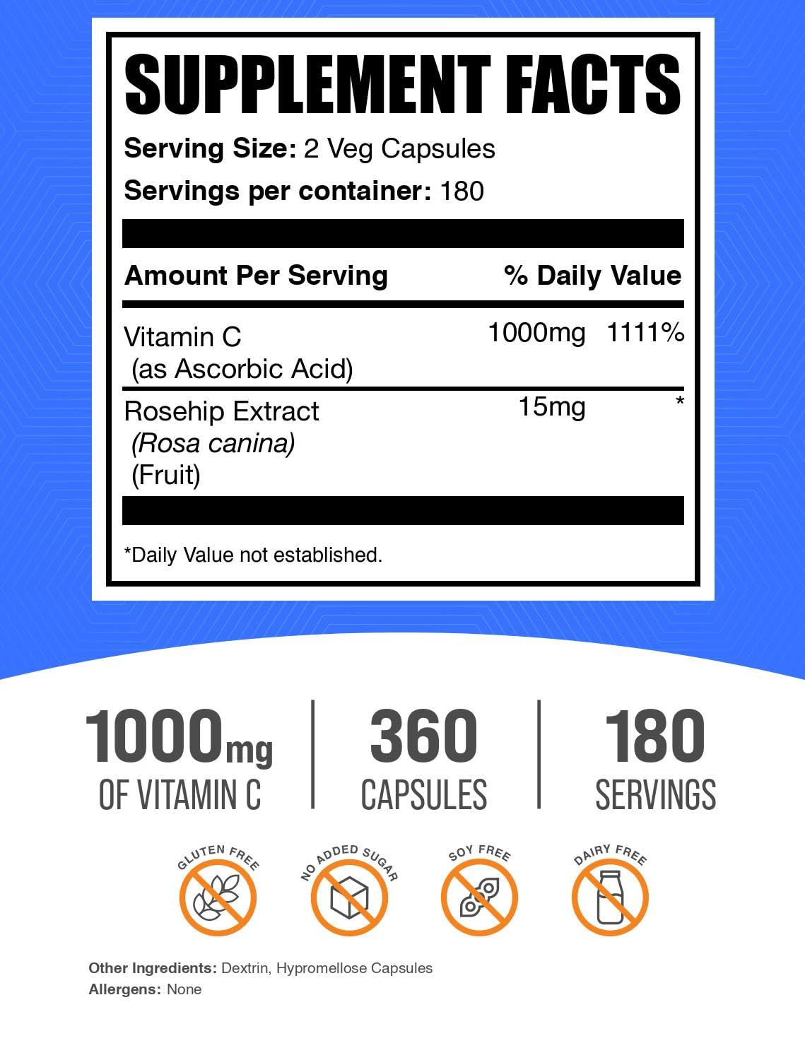 BulkSupplements Rose Hips extract close-up highlighting natural source for vitamin C synergy
