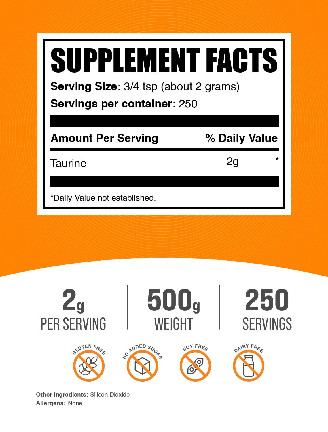 BulkSupplements Taurine powder bottle on countertop for easy daily use