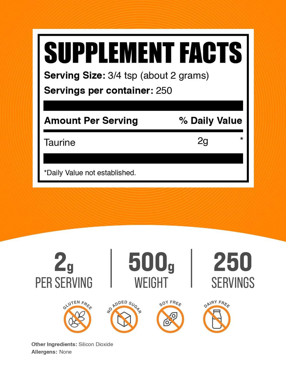 BulkSupplements Taurine powder bottle on countertop for easy daily use