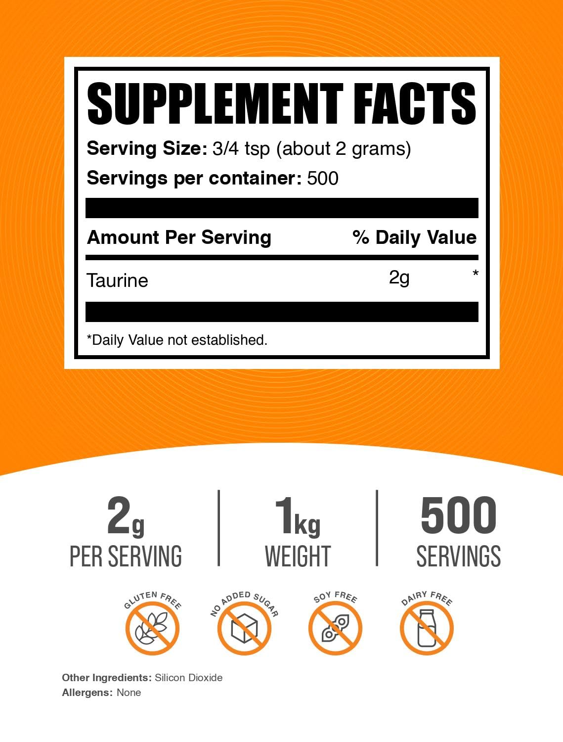 BulkSupplements Taurine Powder scoop illustrates precise serving for consistent intake