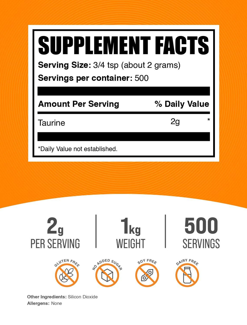 BulkSupplements Taurine Powder scoop illustrates precise serving for consistent intake