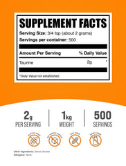 BulkSupplements Taurine Powder scoop illustrates precise serving for consistent intake