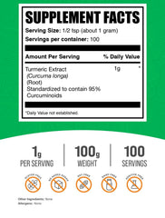 BulkSupplements Turmeric Extract Powder pour demonstrates easy mixing into beverages.