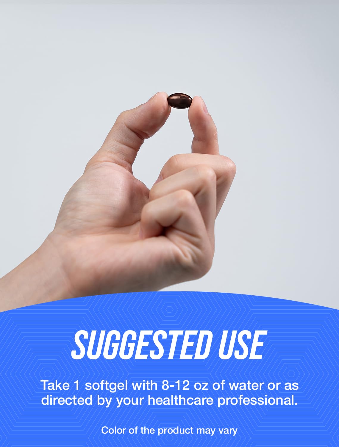 BulkSupplements B12 softgel on a hand for daily wellness routine
