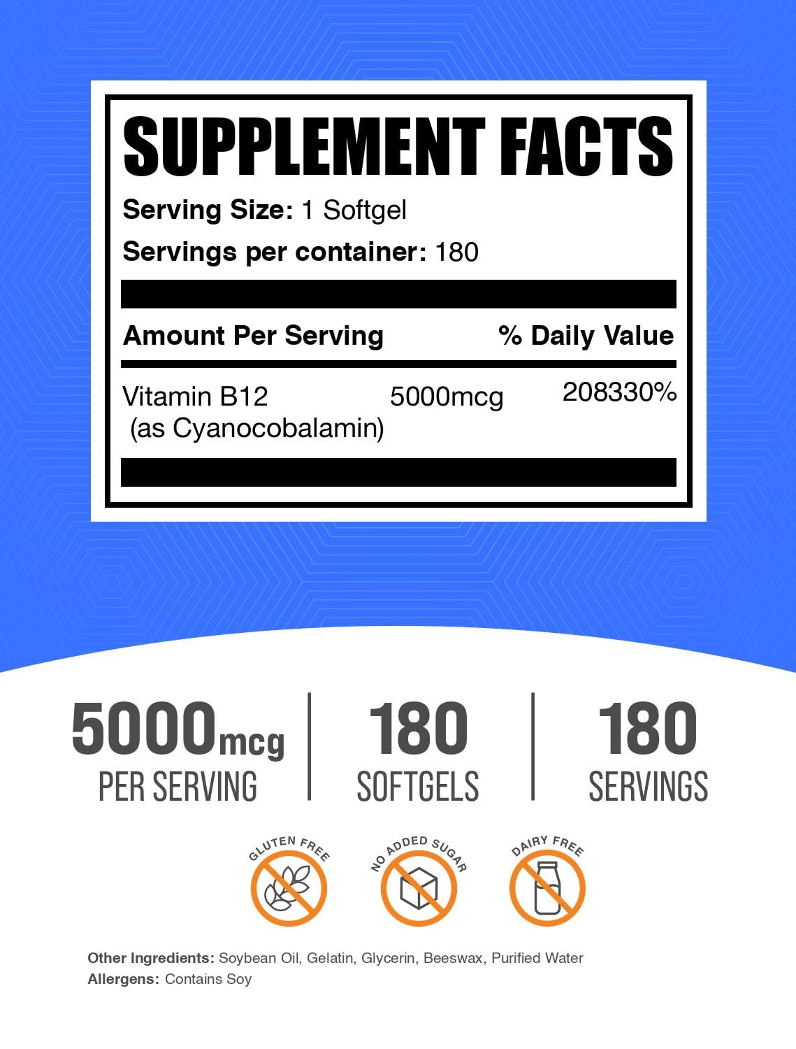 Pouring BulkSupplements B12 softgels shows convenient one-per-day intake
