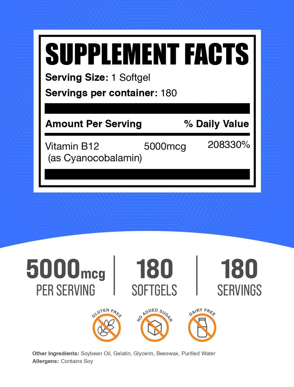 Pouring BulkSupplements B12 softgels shows convenient one-per-day intake