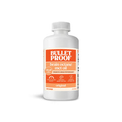 Bulletproof Brain Octane C8 MCT Oil travel-size bottle front view for on-the-go energy.