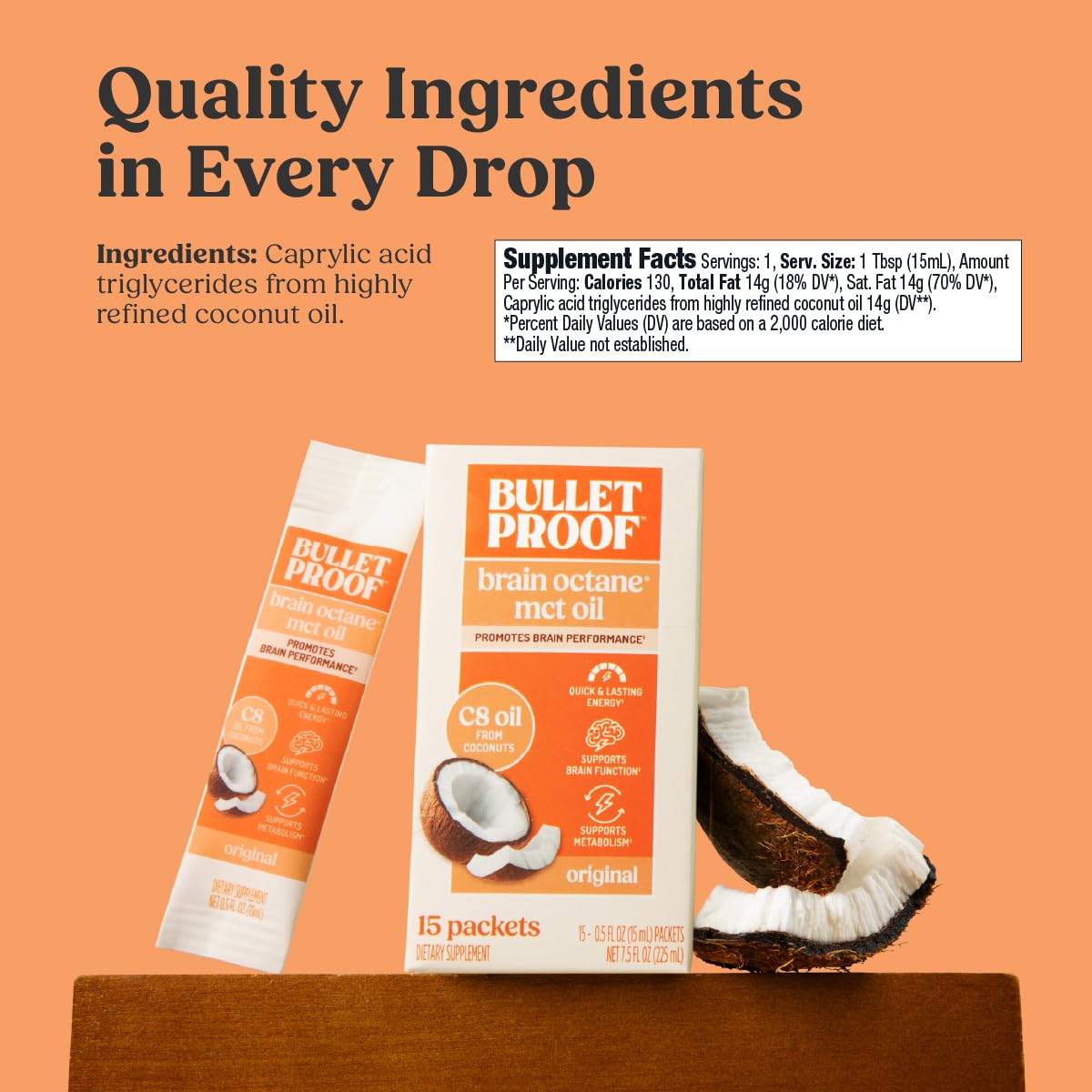 Brain Octane oil added to smoothie for a smooth, portable energy boost.