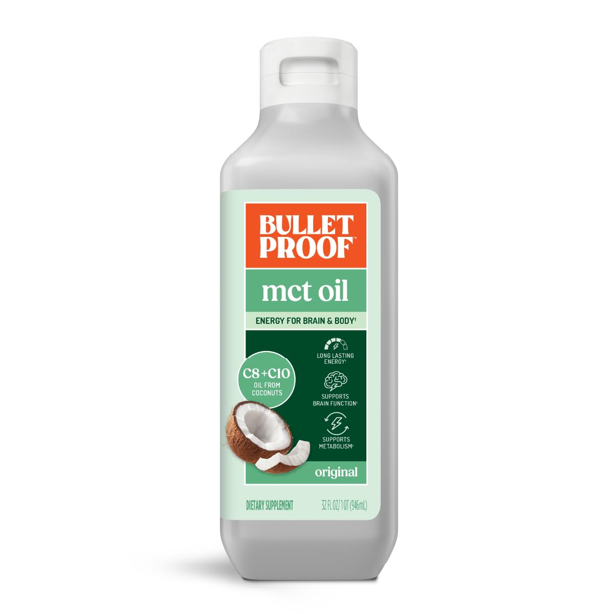 Bulletproof C8-C10 MCT Oil bottle 32oz for easy daily energy and blends