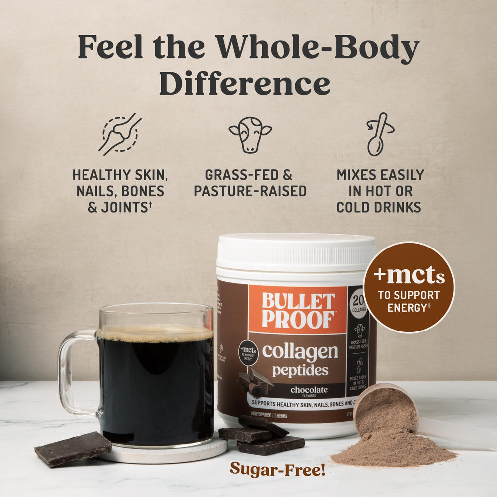 Bulletproof Chocolate Collagen MCT in coffee for a creamy keto-friendly start