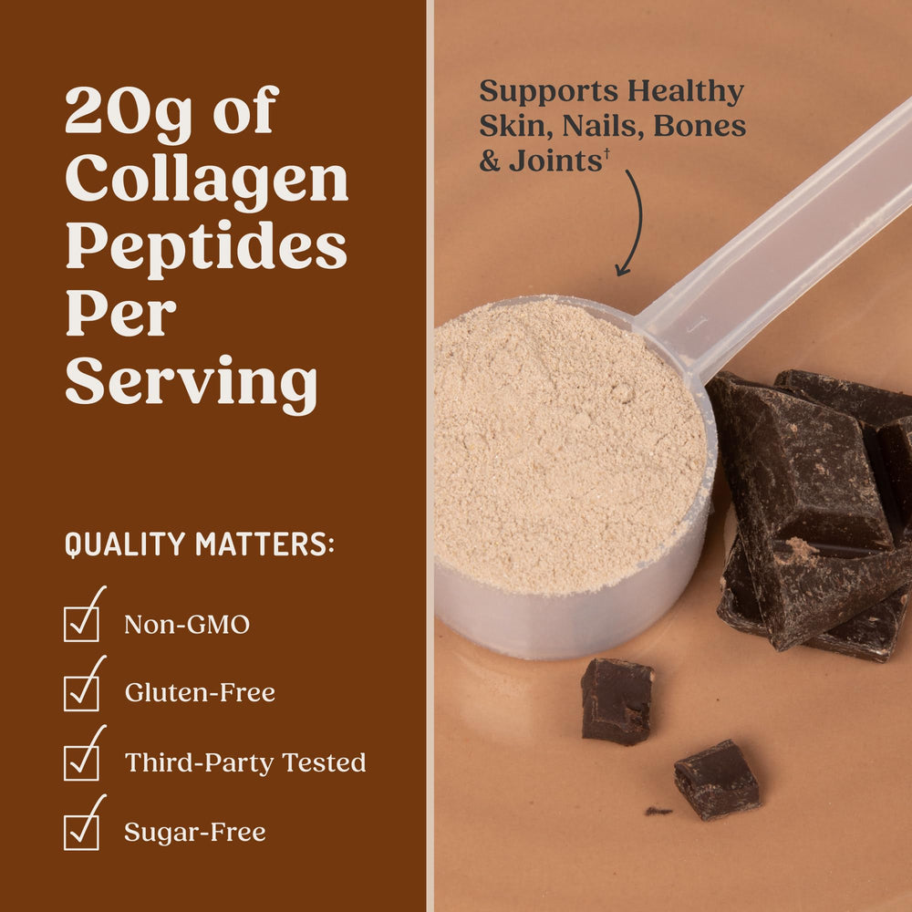 Bulletproof Chocolate Collagen MCT ingredients panel highlighting collagen and MCT