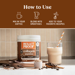 Bulletproof Chocolate Collagen MCT smoothie with rich texture being prepared